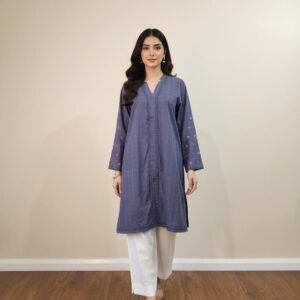 Embroidered Yarn-Dyed V-Neck Shirt