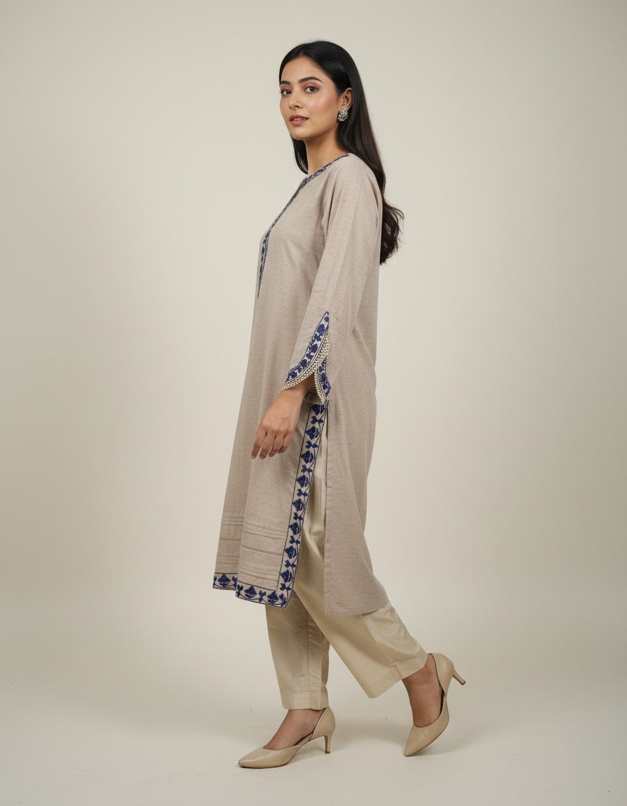 Skin Blue Embroidered Detail Shirt - Image 2