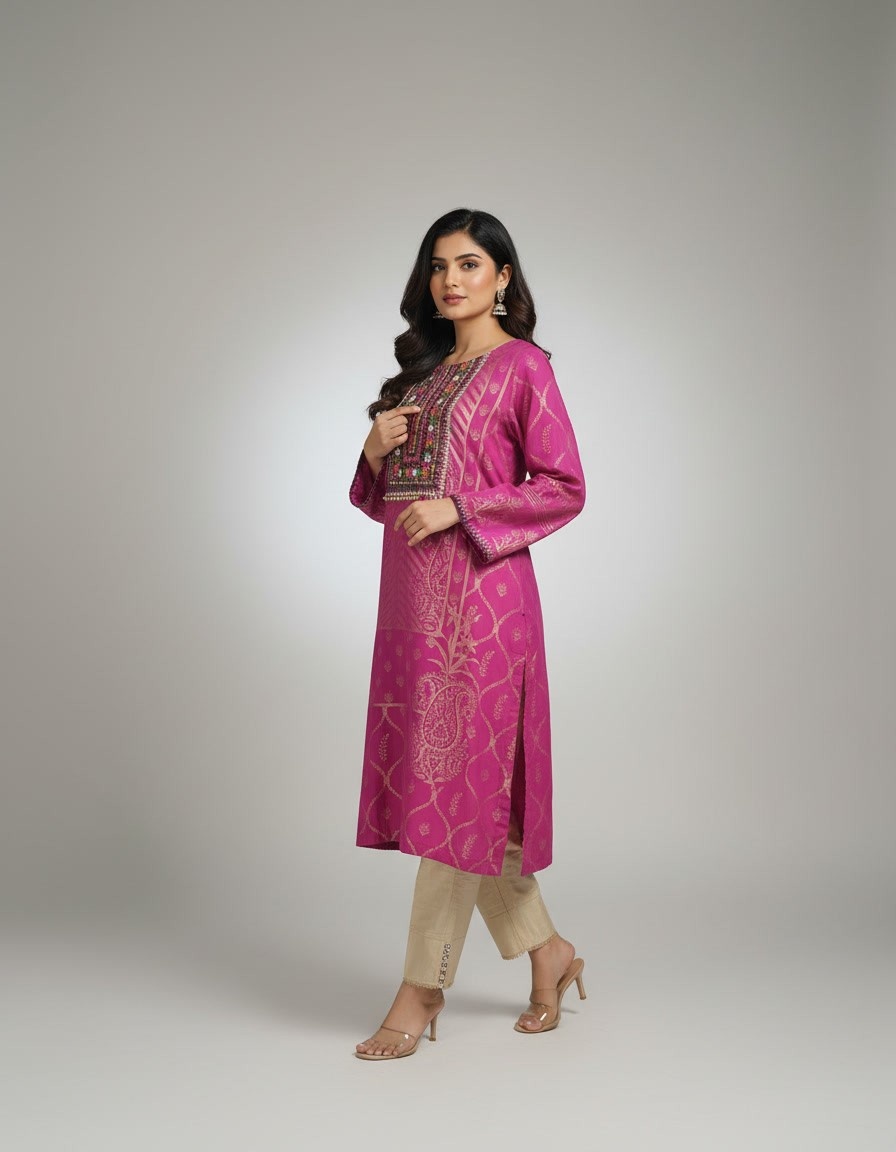 Magenta Embroidered Shirt - Image 2