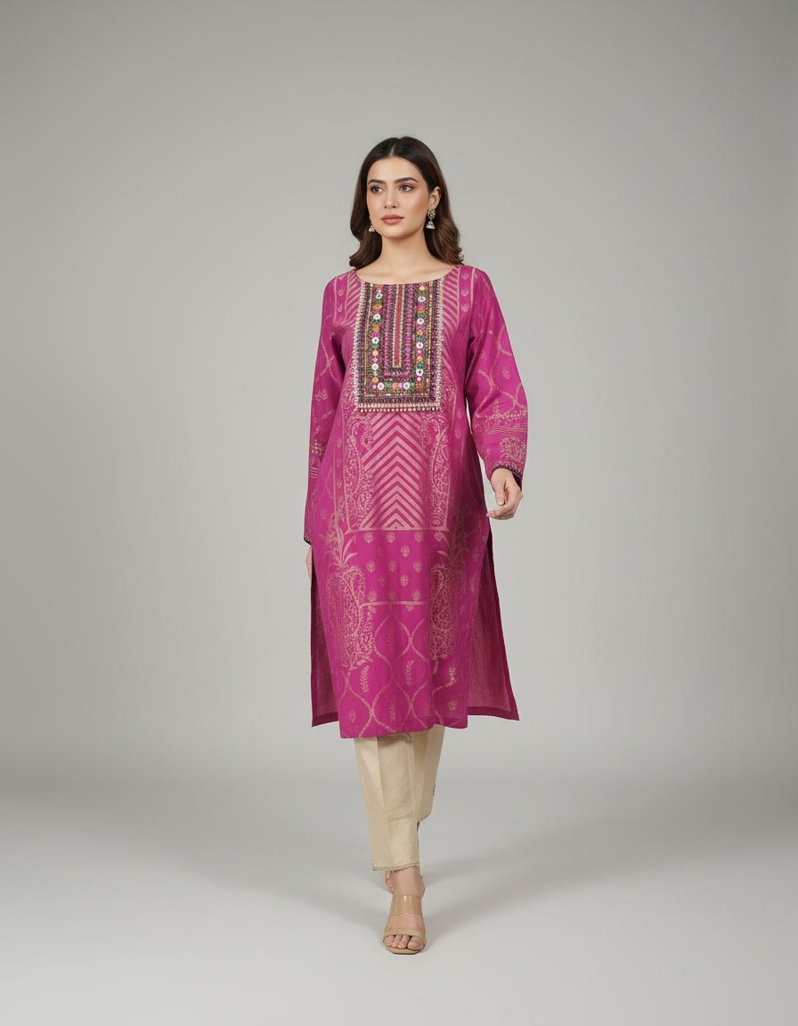 Magenta Embroidered Shirt