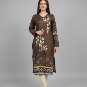 Brown Embroidered Kurta