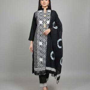 Black & White Geometric Printed Suit