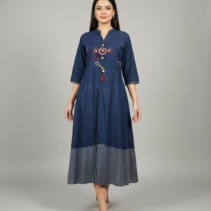 Longline Kurti with Embroidered Yoke