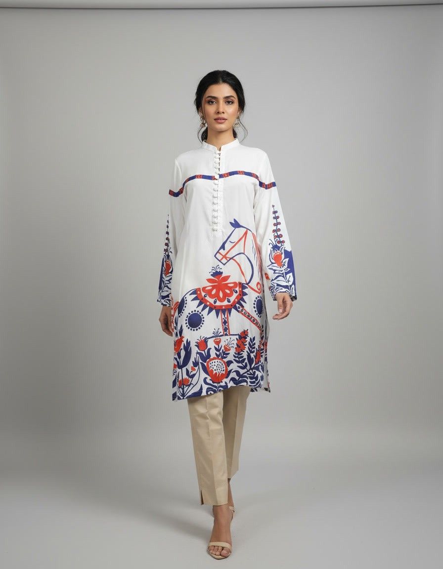 Multi Printed Shirt with Horse Motif