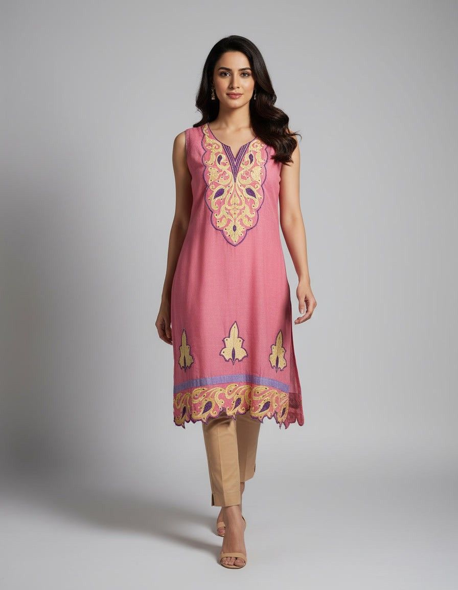 Pink Embroidered Suit