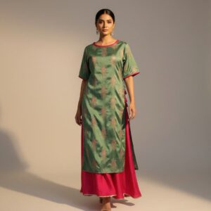 Sage Green Printed Long Shirt