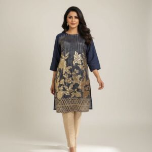 Embroidery Navy Blue Kurta