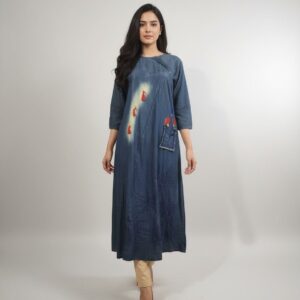 Red Petal Denim Kurta