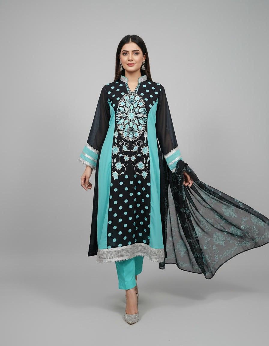Black Pearl Embroidered Suit