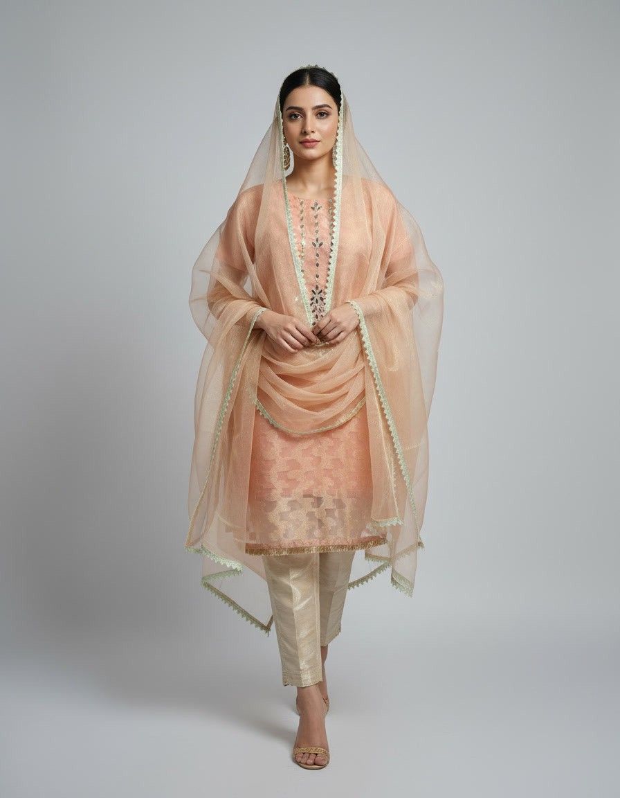 Soft Peach Luxe Kurta Set - Image 2