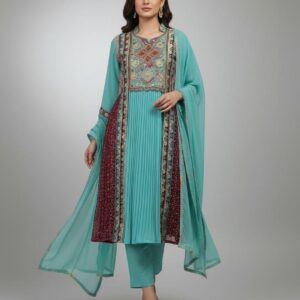 Firozi Maroon Angrakha Elegance Suit