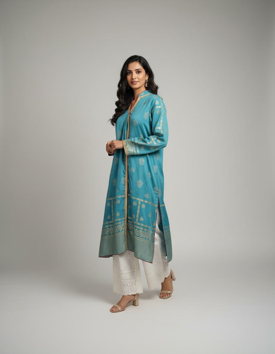 Aqua Elegance Two-Piece Suit - Image 4