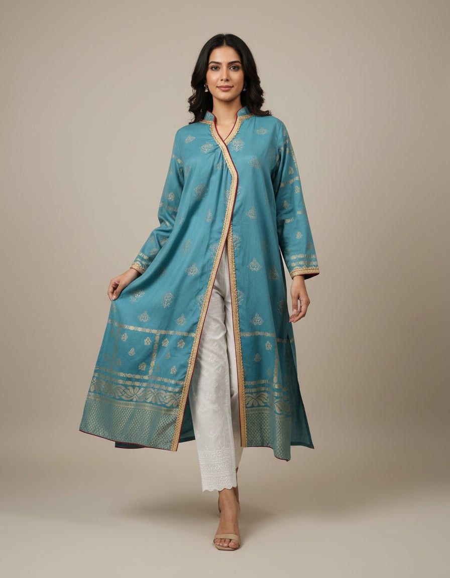 Aqua Elegance Two-Piece Suit - Image 3