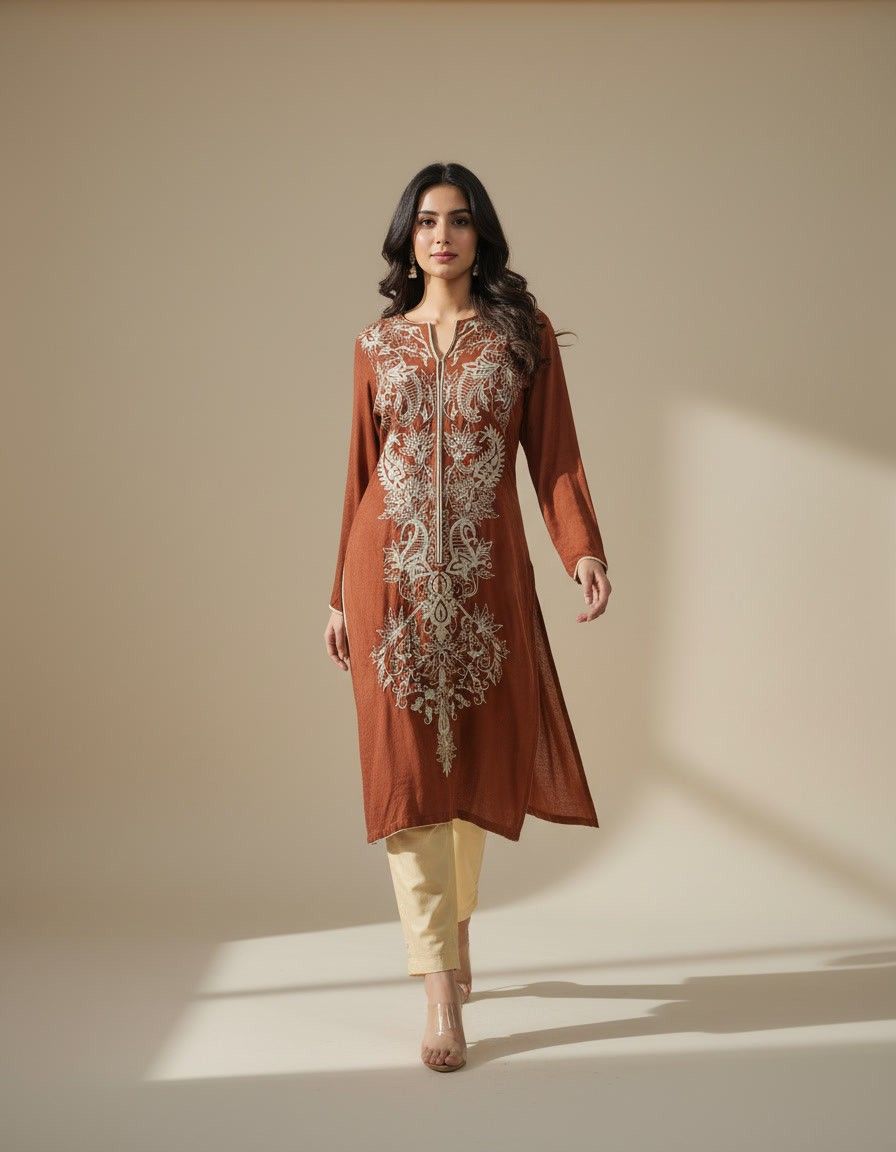 Maroon Embroidered Shirt - Image 3