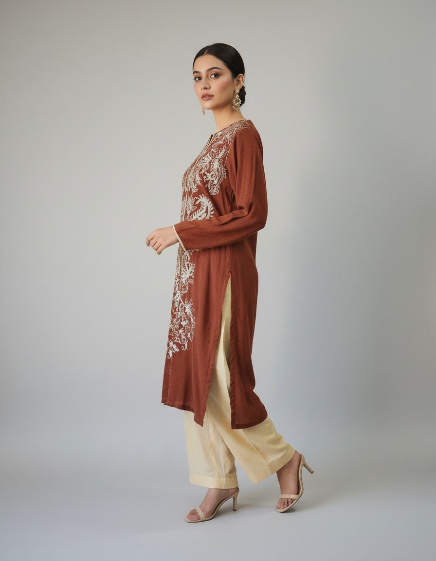 Maroon Embroidered Shirt - Image 2