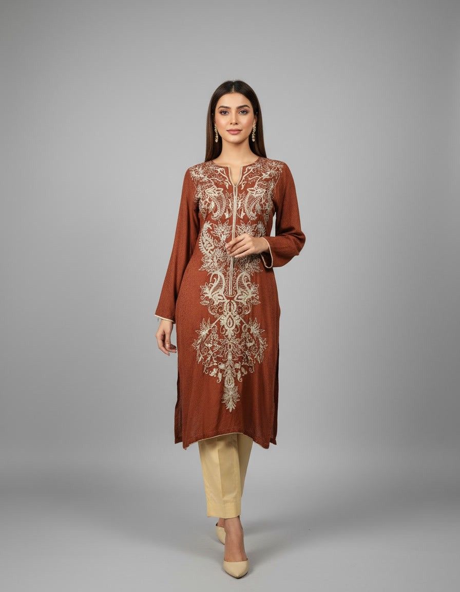 Maroon Embroidered Shirt