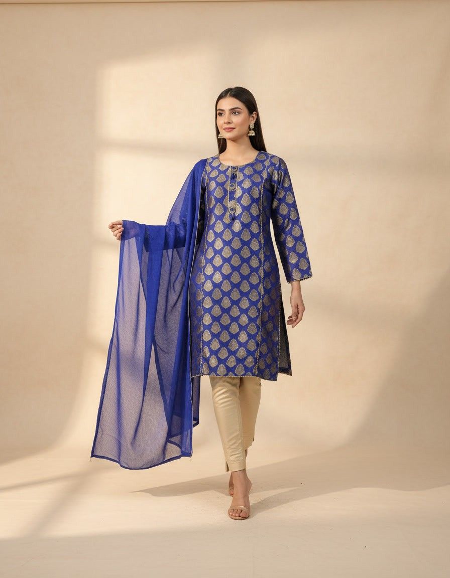 Blue With Gold Printed - Image 2