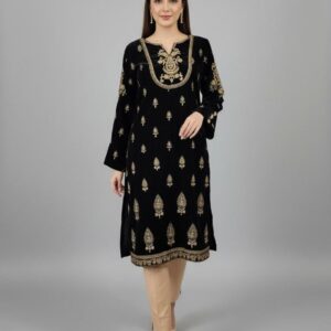 Black Gold Embroidered Kurti
