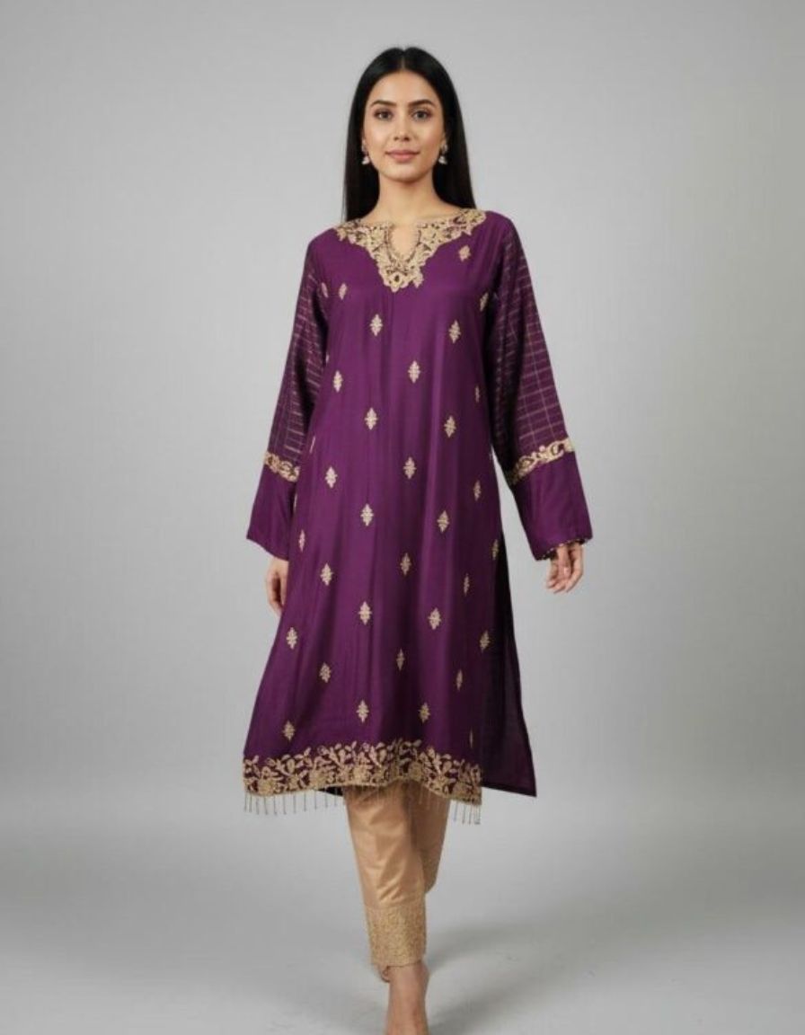 Magenta Gold Grace Kurta - Image 2